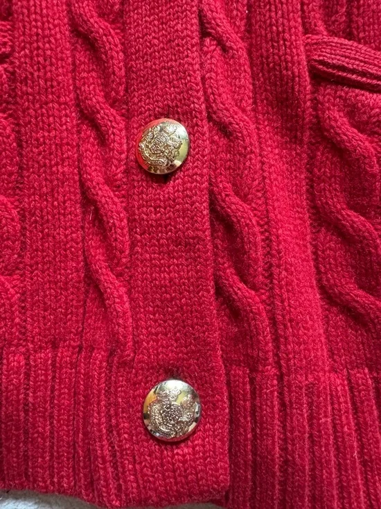 Vintage Ralph Lauren red cable knit wool rabbit hair cardigan size M - Picture 3 of 8